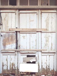 Closed wooden door of building