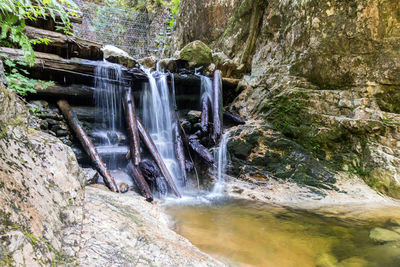 Scenic view of waterfall