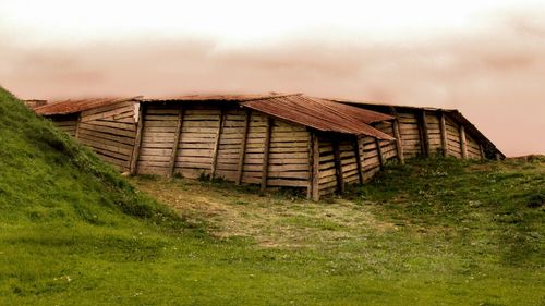 Built structure on grassy field
