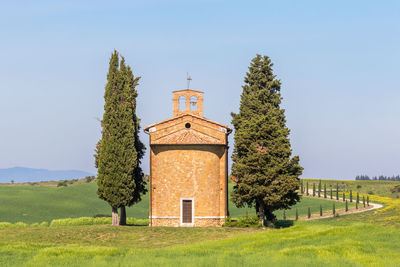 View to the cappella della madonna di vita locate in tuscany, italy