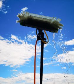  low angle view of window washing equipment.