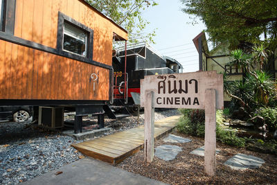 Information sign on railroad track