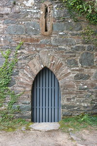 Closed door of old building