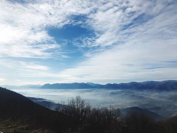 Scenic view of mountains against sky