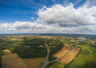 Aerial view of landscape against sky