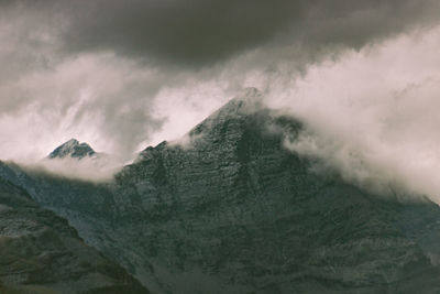 Summit of the vanoise park in haute tarentaise in the alps in france under a stormy sky