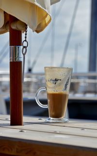 Close-up of coffee served on table