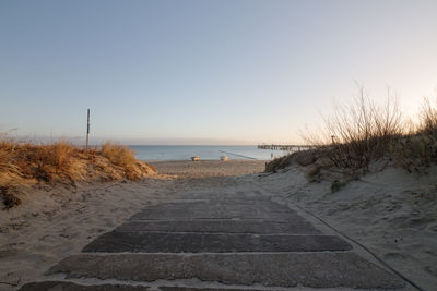 Scenic view of sea against clear sky