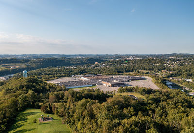 High angle view of townscape against sky