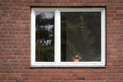 View of window on brick wall