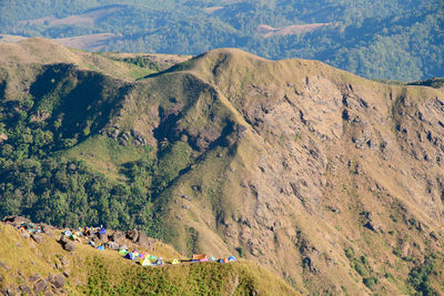 High angle view of people on land