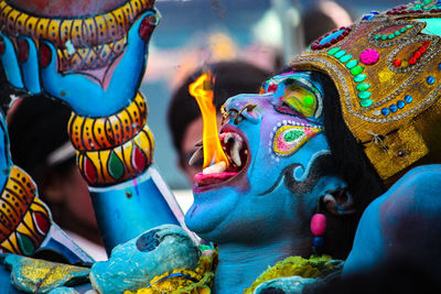 Close-up of fire-eater