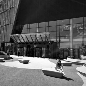 Woman standing in city