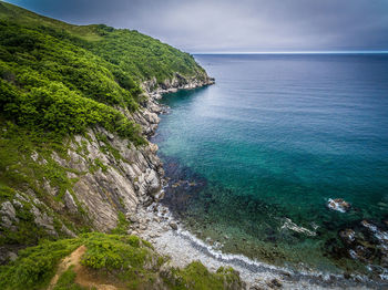 High angle view of sea against sky