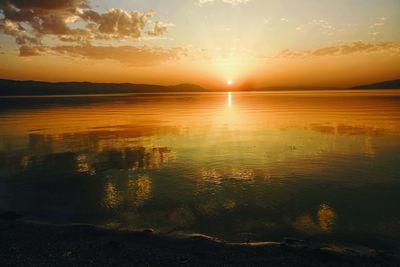 Scenic view of lake during sunset