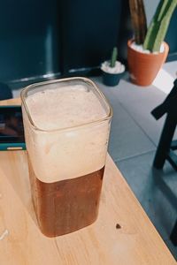 Close-up of coffee cup on table