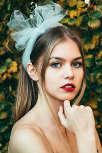 Close-up portrait of a beautiful young woman