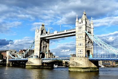 Low angle view of suspension bridge