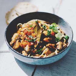 Close-up of food in bowl on table