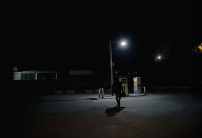 View of basketball court at night