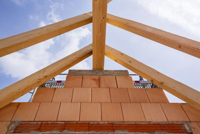 Roof truss in construction of a newly built house