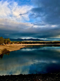 Scenic view of lake against sky