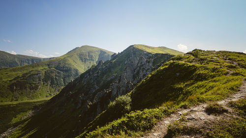 Scenic view of mountains against clear sky