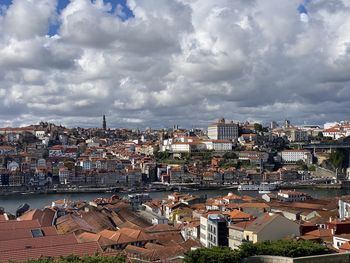 High angle view of townscape against sky