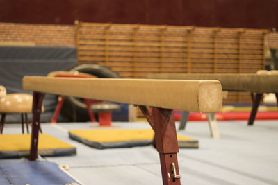 Close-up of pommel horse