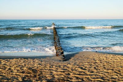 Scenic view of sea against clear sky