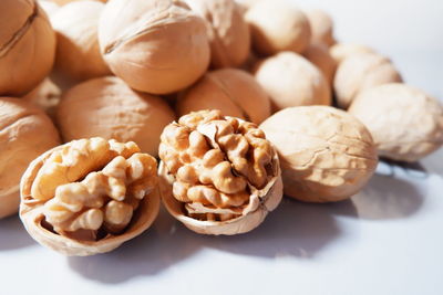 High angle view of chestnuts on table