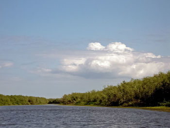 Scenic view of lake against sky