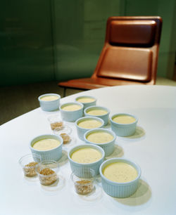 High angle view of sweet food on table