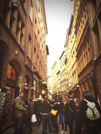 People walking on city street