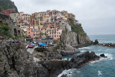 View of houses on coast