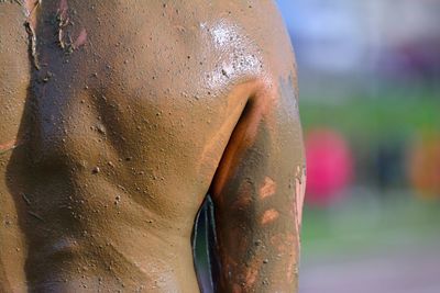 Close-up of shirtless man
