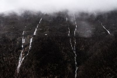 Aerial view of icicles on land