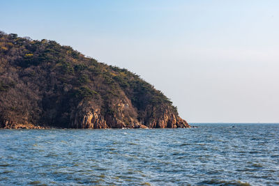 Scenic view of sea against clear sky