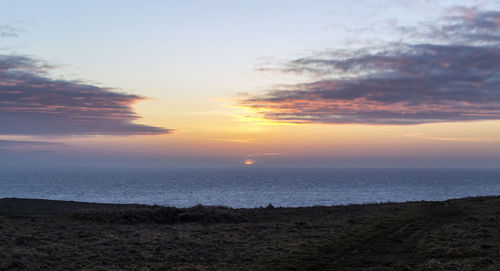 Scenic view of sea at sunset