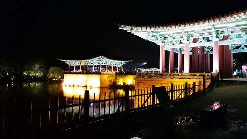 Illuminated buildings in city at night