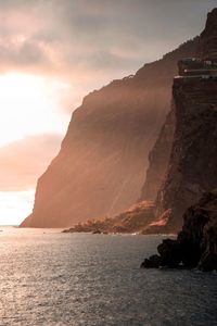 Scenic view of sea against sky during sunset