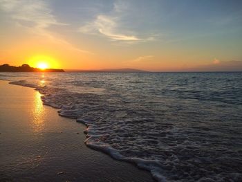 Scenic view of sunset over sea