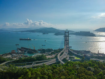 High angle view of bridge over sea