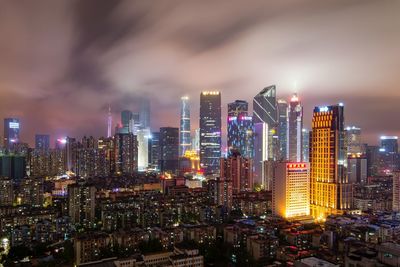 Illuminated city at night