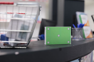 Close-up of computer on table