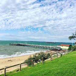 Scenic view of beach against sky