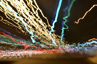 Close-up of illuminated water at night