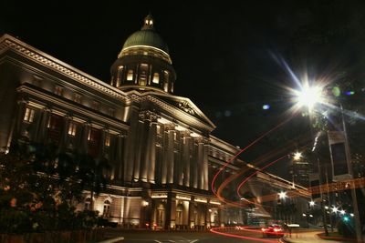 Low angle view of illuminated big ben