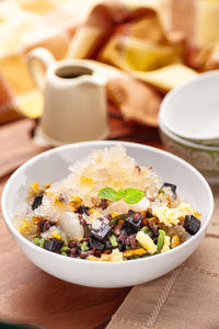 Close-up of food in bowl on table