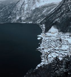 Scenic view of snowcapped mountains during winter